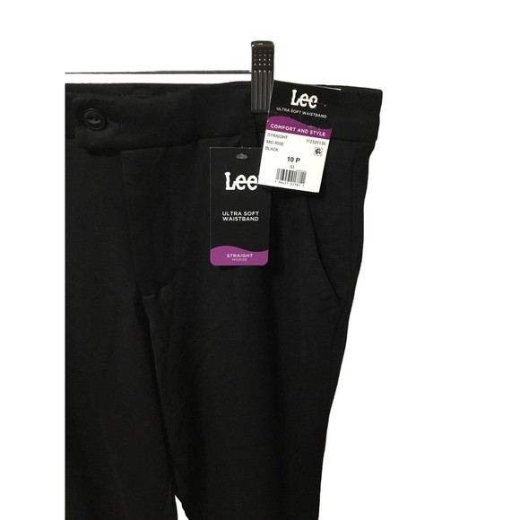 Lee Ultra Soft Waistband Black Soft Knit Pants NWT 10 Petite - Picture 2 of 9